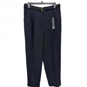NWT Casual Corner Annex Petite Black Pleated Belted Dress Pants- Size 12 Petite